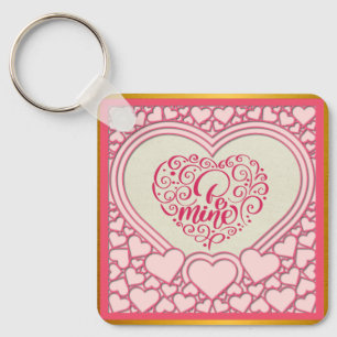 Elegant Pink Heart Happy Valentine's Day Stylish Key Ring