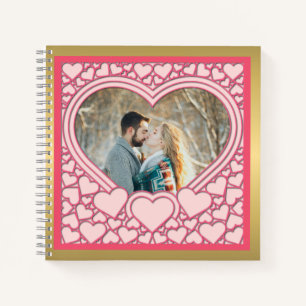 Elegant Pink Heart Happy Valentine's Day Stylish Notebook
