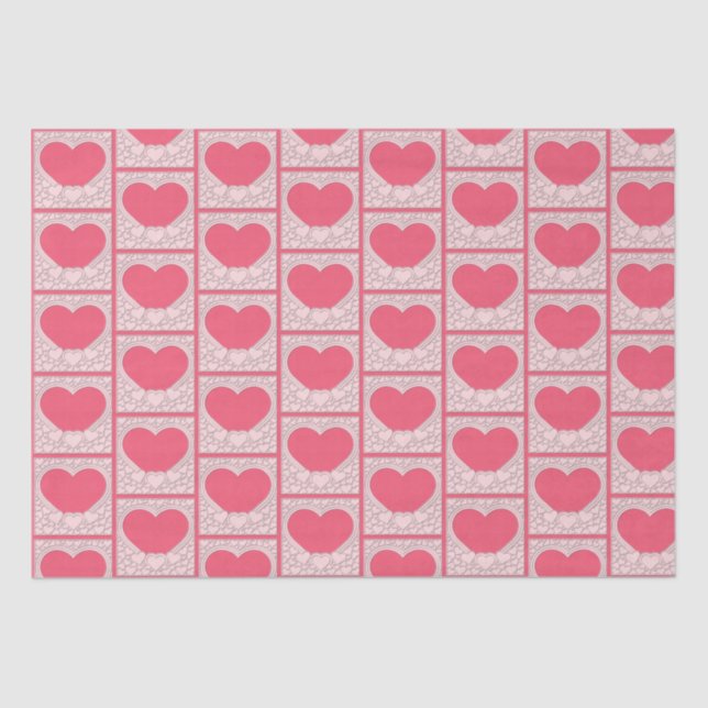 Elegant Pink Heart Happy Valentine's Day Stylish Tissue Paper (Front)