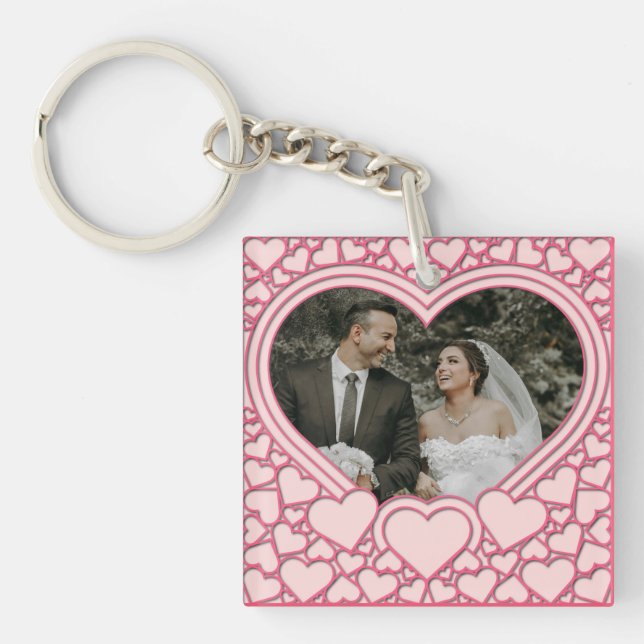 Elegant Pink Heart Key Ring (Front)