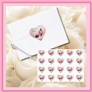 Elegant Pink Heart Musical Viola Violin Sticker