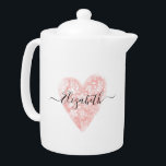 Elegant Pink Heart Teapot<br><div class="desc">A Personalised Elegant,  pink,  shabby chic Teapot. The Teapot is decorated with a pink floral shabby chic style heart and can be personalised with your name on the front. Makes a pretty gift for her for valentines Day. Designed for you by Blackberry Boulevard.</div>