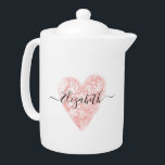 Elegant Pink Heart Teapot<br><div class="desc">A Personalised Elegant, pink, shabby chic Teapot. The Teapot is decorated with a pink floral shabby chic style heart and can be personalised with your name on the front. Makes a pretty gift for her for valentines Day. Designed for you by Blackberry Boulevard.</div>