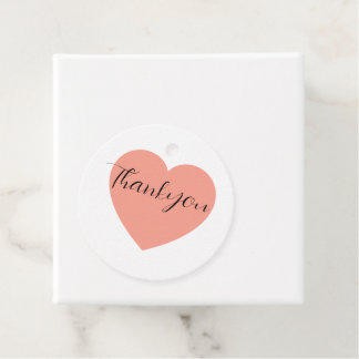 Elegant Pink Heart Thank You Wedding Favour Tag
