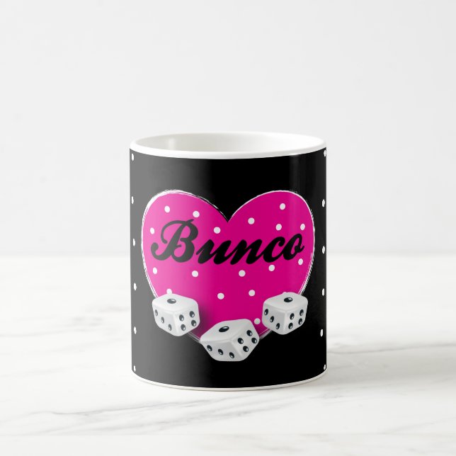 Elegant Pink Heart Valentine Bunco Dice Coffee Mug (Center)