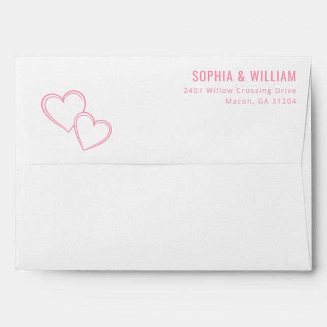 Elegant Pink Hearts Envelope (Back (Top Flap))
