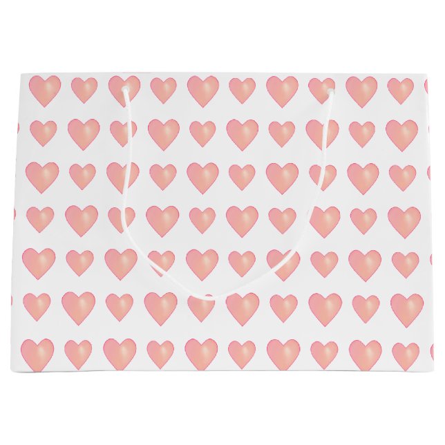 Elegant Pink Hearts on White Large Gift Bag (Front)