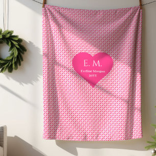 Elegant Pink Hearts Personalized Valentine Gift  Sherpa Blanket