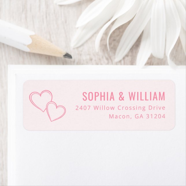 Elegant Pink Hearts Return Address Label (Insitu)