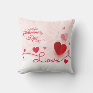 Elegant Pink Hearts Valentine's Day Cushion
