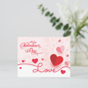 Elegant Pink Hearts Valentine's Day  Postcard