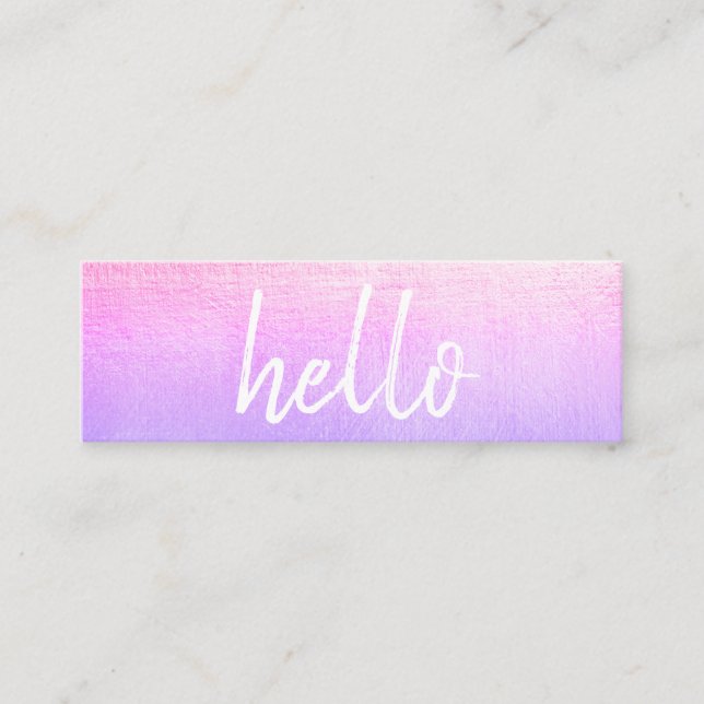 Elegant Pink Hello Planner Mini Business Card (Front)