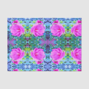 Elegant Pink Hibiscus with Wavy Blue Foliage Tissue Paper