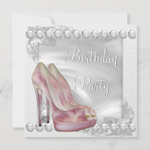 Elegant Pink High Heel Shoe Birthday Party Invitation