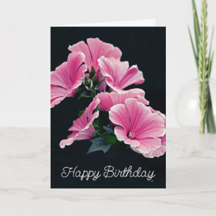 Elegant Pink Hollyhock Mallow Malva Flower Card