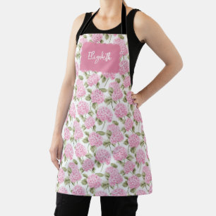 Elegant Pink Hydragea Flowers Pattern Name Apron