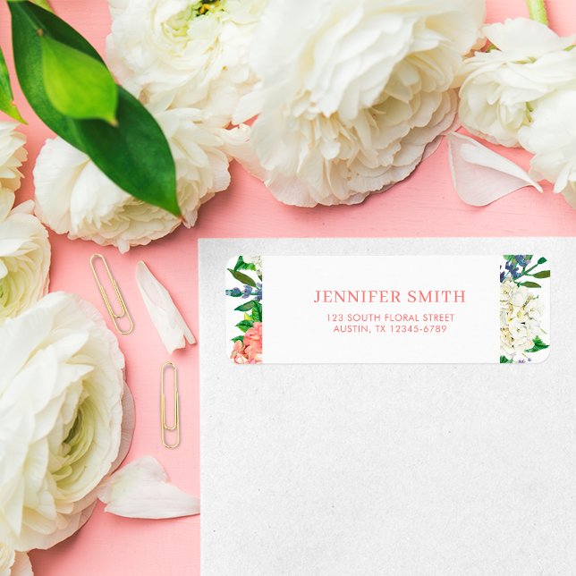 Elegant Pink Hydrangea Baby Shower Return Address Label (Creator Uploaded)