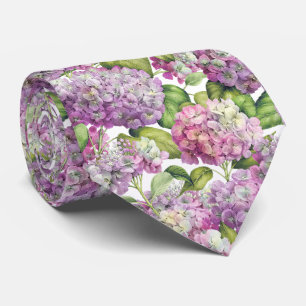 Elegant Pink Hydrangea Floral Pattern Wedding Tie