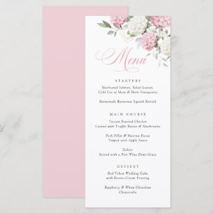 Elegant Pink Hydrangea Greenery Wedding Menu