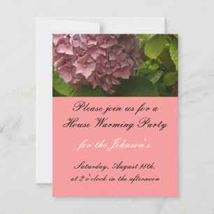 Elegant Pink Hydrangea House Warming Invitation