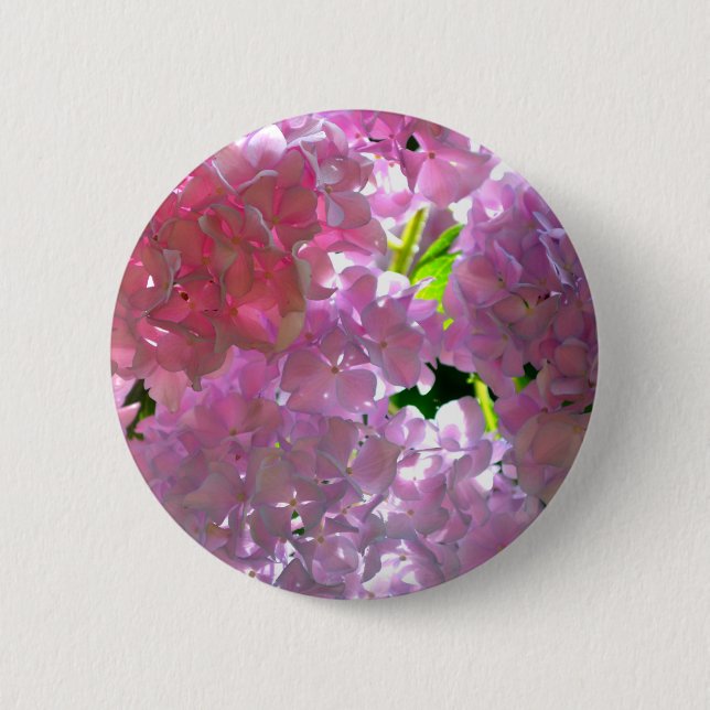 Elegant Pink Hydrangeas, pink flowers pink flowers 6 Cm Round Badge (Front)