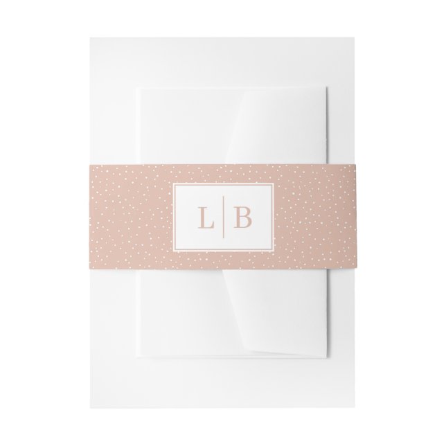 Elegant Pink Initials Dots Invitation Belly Band (Front Example)