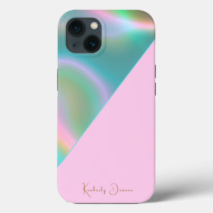 Elegant Pink Iridescent Holographic iPhone 13 Case