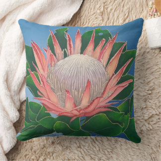 Elegant Pink King Protea | Flower Botanical Art Cushion