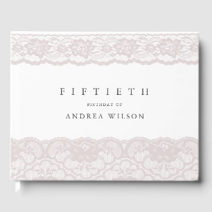 Elegant Pink Lace 50th Birthday Party Guest Book