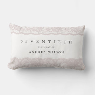 Elegant Pink Lace 70th Birthday Gift Lumbar Cushion