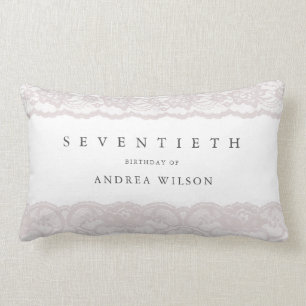 Elegant Pink Lace 70th Birthday Gift Lumbar Cushion