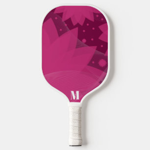 Elegant Pink Lace and White Modern Monogram  Pickleball Paddle