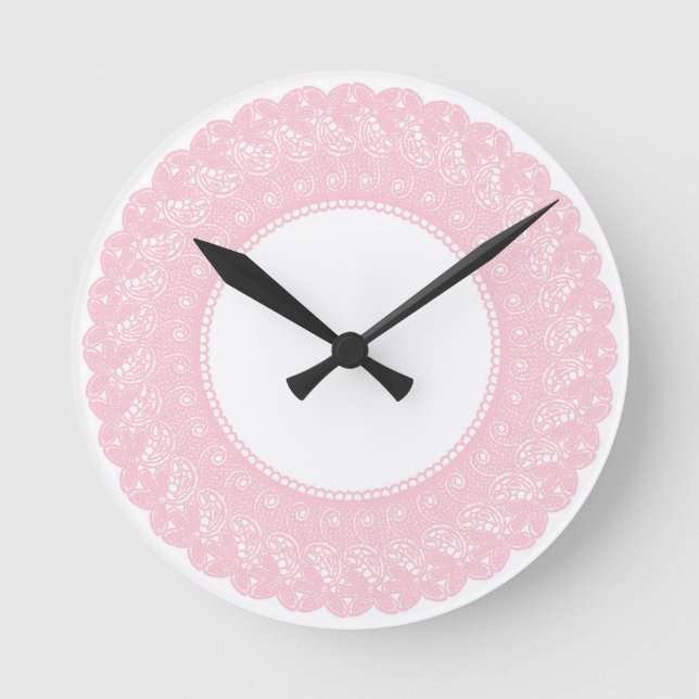 Elegant pink lace clock (Front)