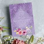 Elegant pink lavender glitter floral Wedding  Invitation<br><div class="desc">A modern elegant lavender glitter with watercolor pink,  coral,  and mint floral Wedding Invitation. This stylish modern glamourous Invitation is the perfect print for any bride and groom's Wedding event. Customise this design with your details and monogram initial. All designs are printed.</div>