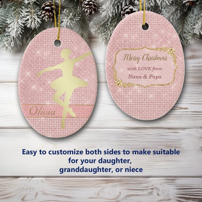 Elegant Pink Lights Gold Ballerina Ceramic Tree Decoration (Creator Uploaded)
