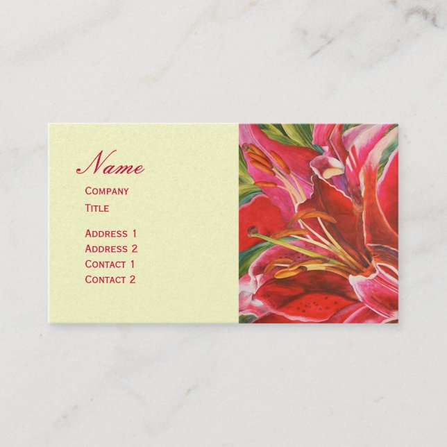 Elegant Pink Lily Designer Watercolor Profile Card (Front)