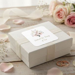 Elegant Pink Lily Square Sticker