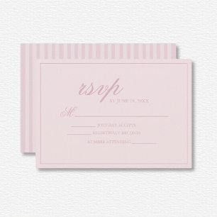 Elegant Pink Lines Wedding  RSVP Card