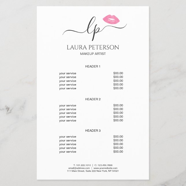 Elegant pink lips handwritten script calligraphy flyer (Front)
