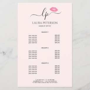 Elegant pink lips handwritten script calligraphy flyer
