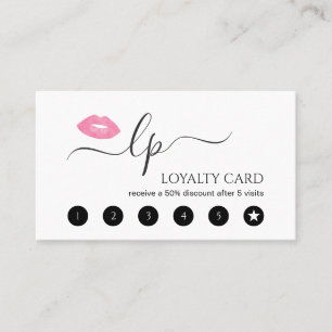 Elegant pink lips handwritten script calligraphy loyalty card
