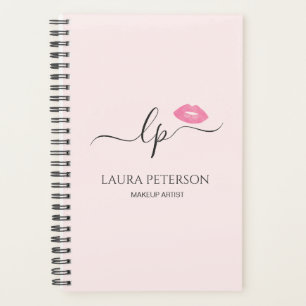 Elegant pink lips handwritten script calligraphy planner