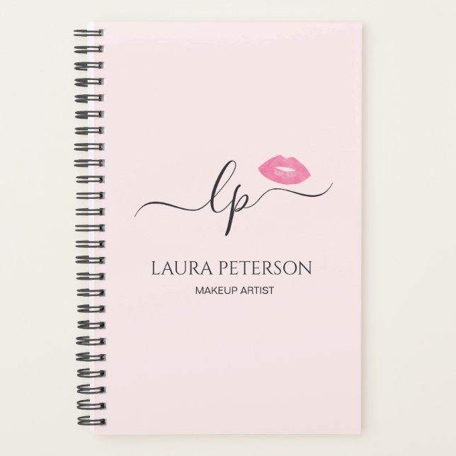 Elegant pink lips handwritten script calligraphy planner (Front)