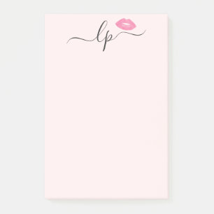 Elegant pink lips handwritten script calligraphy post-it notes