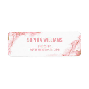 Elegant Pink Liquid Watercolor Ink Address Return Address Label