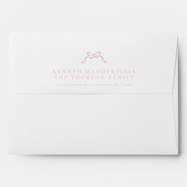 Elegant Pink Little Girl Bow Baby Announcement Envelope (Back (Top Flap))