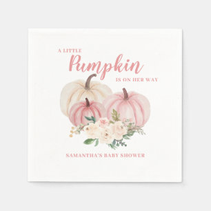 Elegant Pink Little Pumpkin Girl Baby Shower Napkin