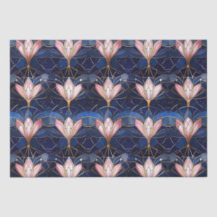 Elegant Pink Lotus Faux Stained Glass Pattern Tissue Paper