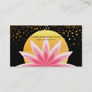 Elegant Pink Lotus Flower Logo Yoga Healing Health Business Card