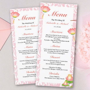 Elegant Pink Lotus Lanterns Indian Wedding Menu